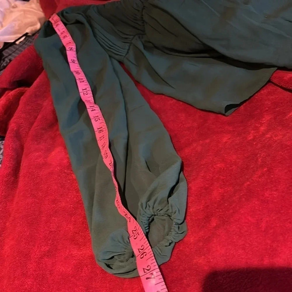 Abercrombie olive green chiffon puff long sleeve blouse Sz S - Picture 14 of 16